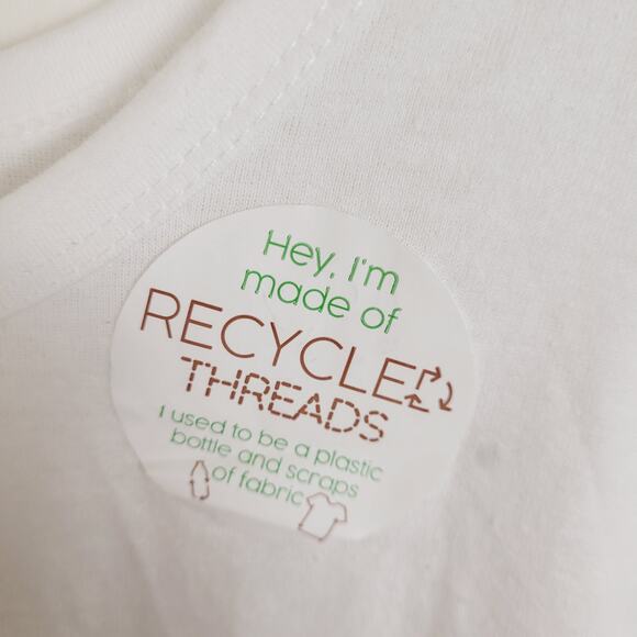 New Recycled Threads white recycle graphic tshirt Size medium Sustainable Hippie - Picture 4 of 6